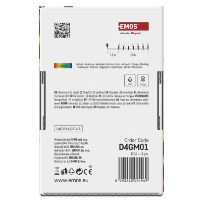 Lampki choinkowe Classic 50 LED 2,5m multikolor, zielony przewód, IP20