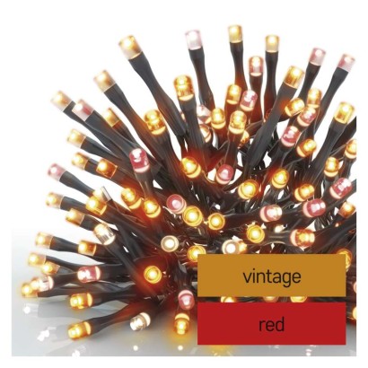 Lampki choinkowe Classic 120 LED świetliki 12m vintage + czerwone miga, IP44