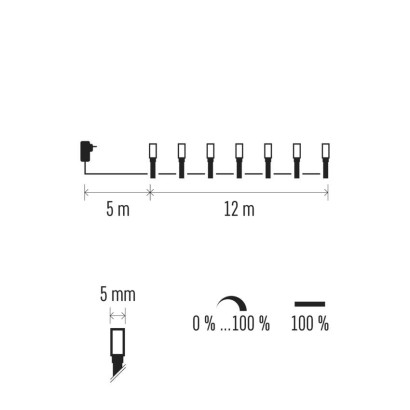 Lampki choinkowe Classic 120 LED świetliki 12m vintage + czerwone miga, IP44
