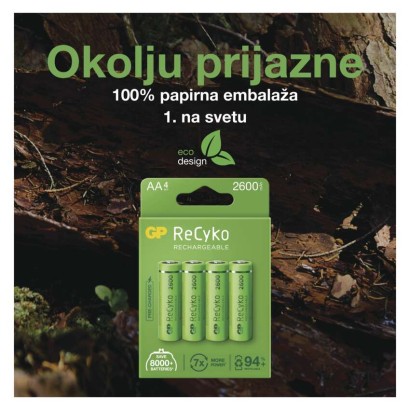 Polnilna baterija GP ReCyko 1000 mAh HR03 (AAA)