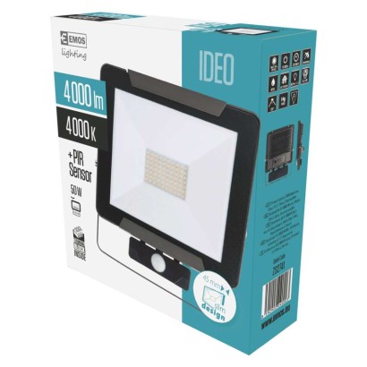 LED reflektor IDEO s pohybovým čidlem, 50W neutrální bílá