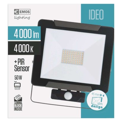 LED reflektor IDEO s pohybovým čidlem, 50W neutrální bílá