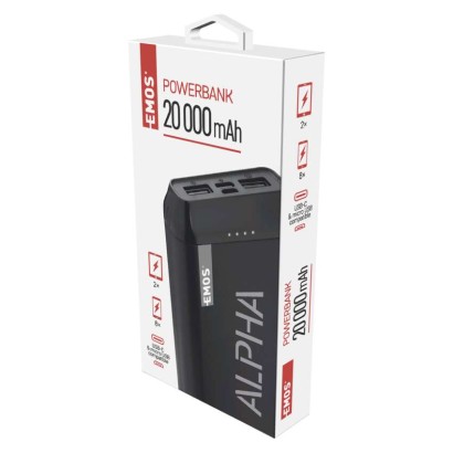 Powerbanka EMOS Alpha 20, 20000 mAh, černá + kabel USB-C