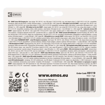 Duálny USB adaptér do siete+micro USB kabel + USB-C redukcia