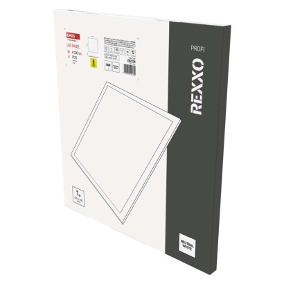 LED panelis REXXO 60×60, kvadrātveida iebūvēts balts, 36W neitr. b. UGR