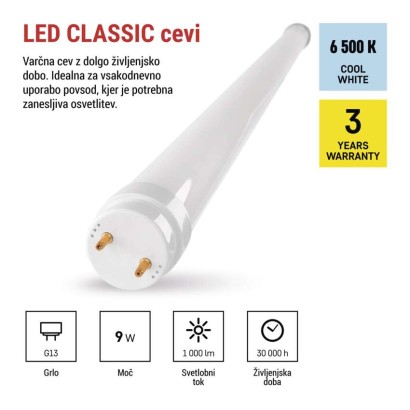 LED cev T8 9 W 60 cm Hladna bela 25 kos
