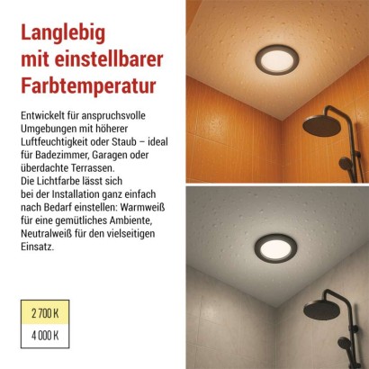 LED-Deckenspot LORI 4,5W 345LM IP65 CCT schwarz