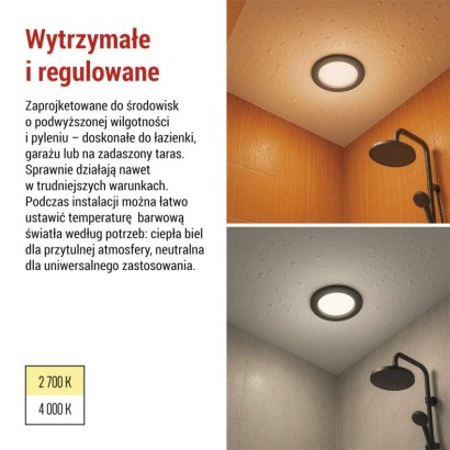 Oczko LED LORI czarne, okrągłe, 4,5W CCT