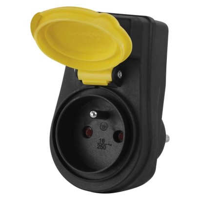 Gniazdo IP44 czarno-żółte