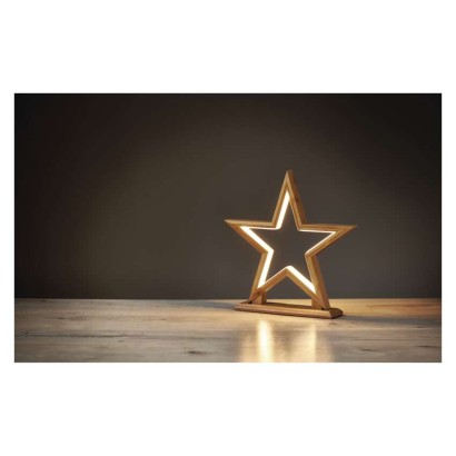Dekoracje - 116 LED drewniana gwiazda 33 cm, IP20, WW