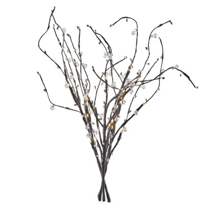 LED Ziemassvētku zars ar pērlēm, 60 cm, 3x AA, liet. iekštelpās, silti balts, ar taimeru