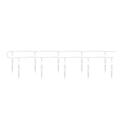 LED Ziemassv. vītne – 10x lāst., 1,35 m, 2x AA, liet. iekštelpās, auksti balta, ar taim.