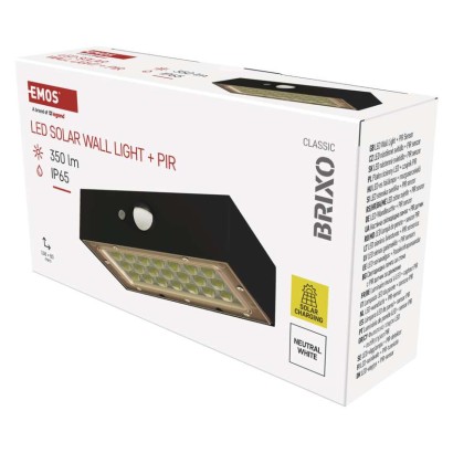 LED gaismeklis BRIXO ar PIR, black, neitrāli balts