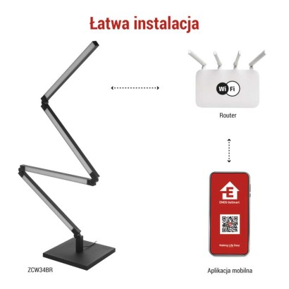 GoSmart Lampa stojąca LED ciepła biel / RGB IC, czarna, 175 cm, WiFi