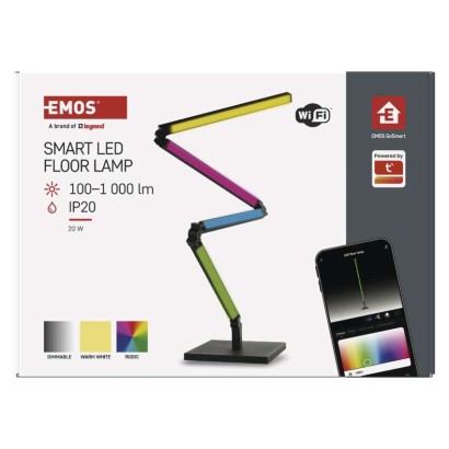 GoSmart LED állólámpa, fekete, 175 cm, meleg fehér / RGBIC WiFi