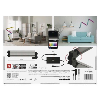 GoSmart LED állólámpa, fekete, 175 cm, meleg fehér / RGBIC WiFi