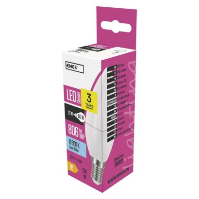 LED žárovka Classic svíčka / E14 / 7,3 W (60 W) / 806 lm / studená bílá