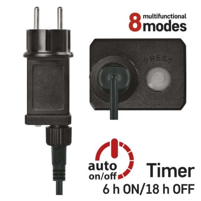 Lampki choinkowe Classic 240 LED 24m multikolor, ziel. przew., IP44, 8 programów, timer