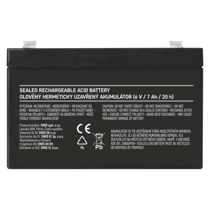 Bezúdržbový olovený akumulátor 6 V/7 Ah, faston 4,7 mm