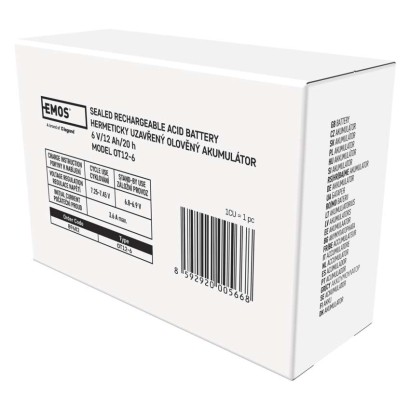 Bezúdržbový olovený akumulátor 6 V/12 Ah, faston 4,7 mm