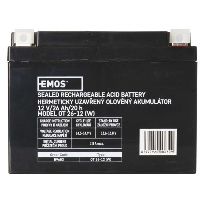 SLA (hermētisks svina un skābes elementu) akumulators, 12 V/26 Ah, L2