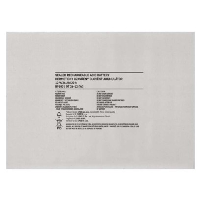 SLA (hermētisks svina un skābes elementu) akumulators, 12 V/26 Ah, L2