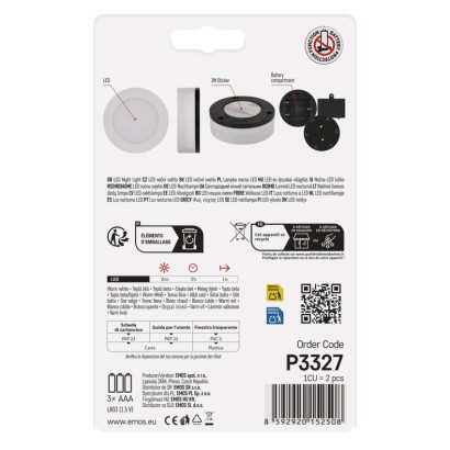 EMOS LED éjjeli fény 4LED 3× AAA, 2 db