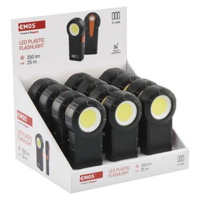 COB LED svítilna  plastová, 3× AAA, 12 ks