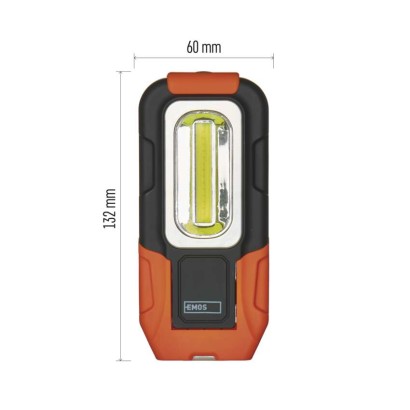 COB LED pracovní svítilna P3888, 180 lm, 3x AAA