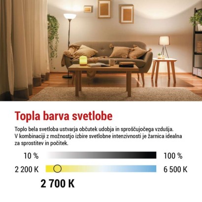 LED žarnica Filament A60 / E27 / 11W (100W) / 1521 lm / toplo bela / zatemnilna