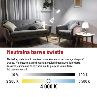 Żarówka LED Filament A60 / E27 / 11W (100W) / 1521 lm / neutralna biel / ściemnialna