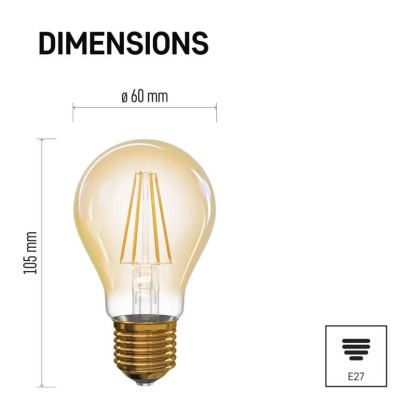 LED žárovka Vintage A60 / E27 / 4,3 W (35 W) / 400 lm / teplá bílá