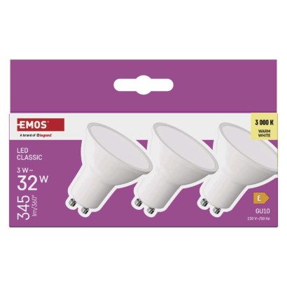 LED žiarovka Classic MR16 / GU10 / 3 W (32 W) / 345 lm / Teplá biela