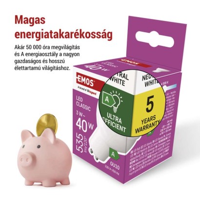 LED izzó Classic MR16 A CLASS/ GU10 / 3 W (40 W) / 535 lm / Természetes fehér