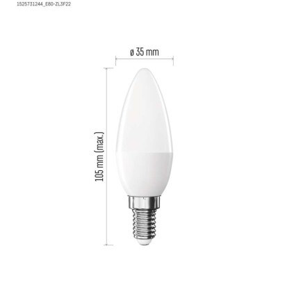 LED spuldze Basic Candle / E14 / 5,5 W (40 W) / 470 lm / Silti balta