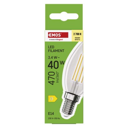 Żarówka LED Filament świeczka  / E14 / 3,4 W (40 W) / 470 lm / ciepła biel