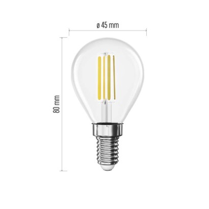 LED pirn Filament Mini Globe / E14 / 5,9 W (60 W) / 806 lm / Soe valge