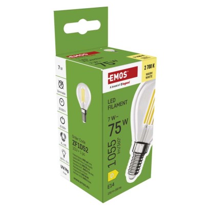 LED žárovka Filament Mini Globe  / E14 / 7 W (75 W) / 1055 lm / teplá bílá