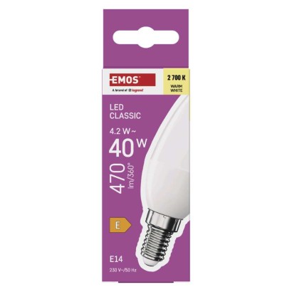 8 + 2 tasuta – LED pirn Classic Candle / E14 / 4,2 W (40 W) / 470 lm / soe valge