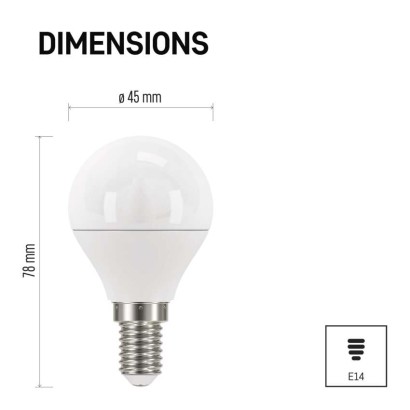 LED izzó Classic Mini Globe / E14 / 5 W (40 W) / 470 lm / természetes fehér