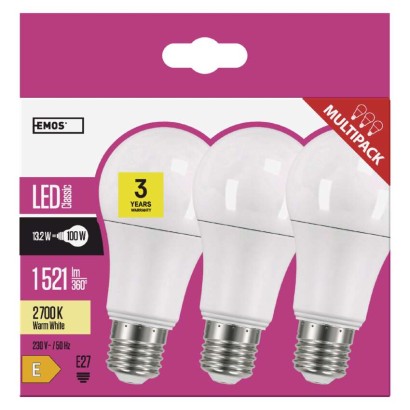 5 + 1 zdarma – LED žárovka Classic A60 / E27 / 14 W (100 W) / 1 521 lm / teplá bílá