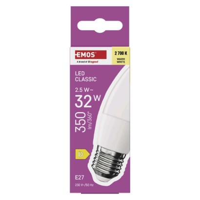 Żarówka LED Classic świeczka  / E27 / 2,5 W (32 W) / 350 lm / ciepła biel