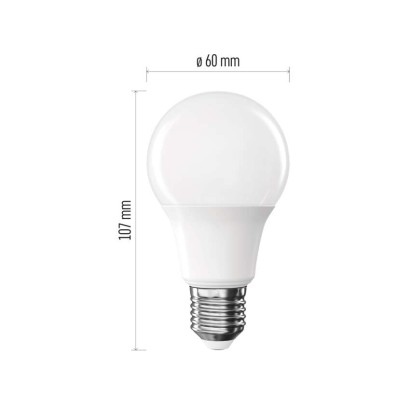 LED spuldze Classic A60 / E27 / 7 W  (60 W) / 806 lm / Silti balta
