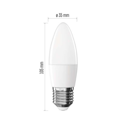 LED spuldze Classic Candle / E27 / 4,2 W (40 W) / 470 lm / Silti balta