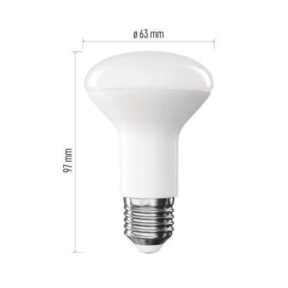 LED spuldze Classic R63 / E27 / 7 W  (60 W) / 806 lm / Silti balta