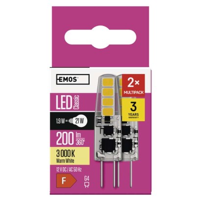LED žárovka Classic JC / G4 / 1,9 W (21 W) / 200 lm / teplá bílá