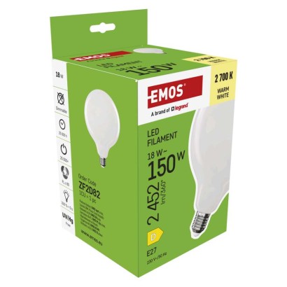 LED pirn Filament G125 / E27 / 18 W (150 W) / 2452 lm / Soe valge