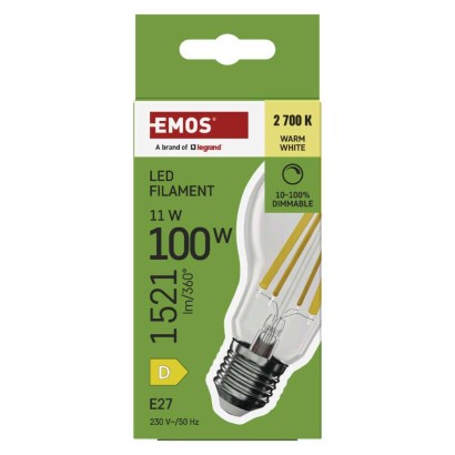 LED pirn Filament A60/ E27 / 11 W (100 W) / 1 521 lm / warm white / dimmerdatav