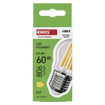 LED spuldze Filament Mini Globe / E27 / 5,9 W (60 W) / 806 lm / Neitrāli balta