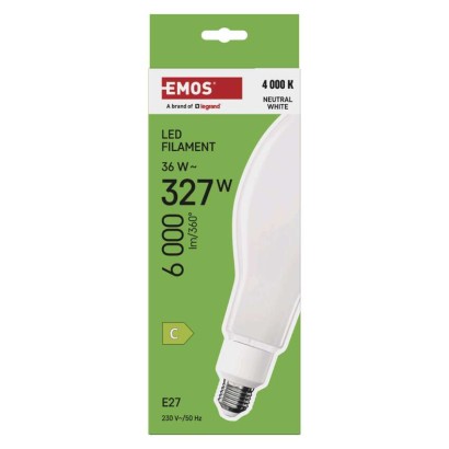 LED izzó Filament ED90 / E27 / 36 W (327 W) / 6 000 lm / természetes fehér